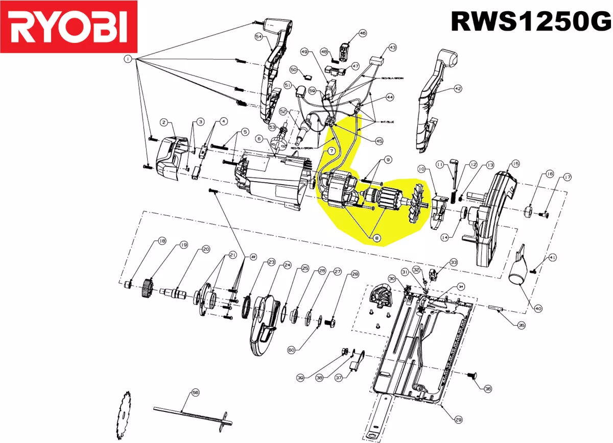 rotor + stator réf. 5131031100 Ryobi